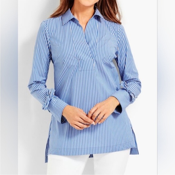 Talbots Blue & White Striped Pullover Top | Size 3X | NWT - Picture 1 of 7